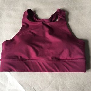Burgundy high cut sports bra
